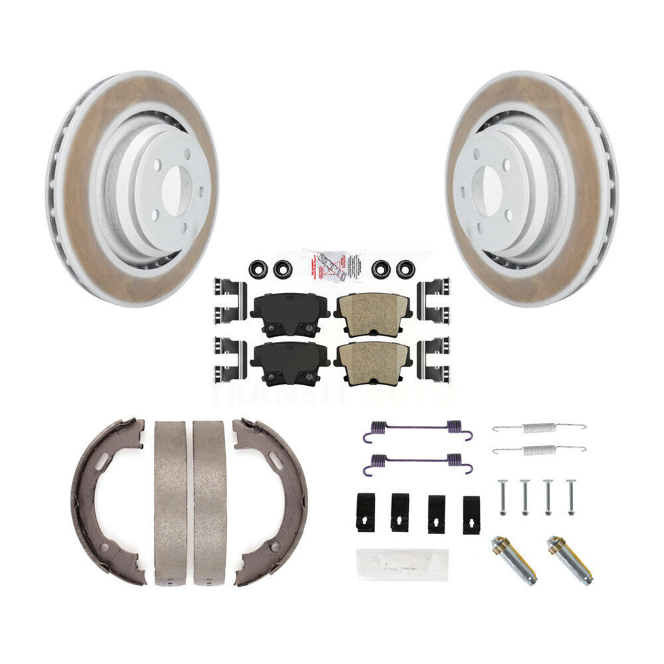 Rear Disc Coated Rotors Ceramic Pads Parking Brake Shoes & Hardware Kit For Dodge Charger KGA-107028