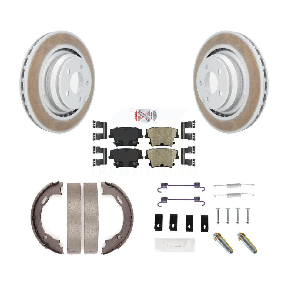 Rear Disc Coated Rotors Ceramic Pads Parking Brake Shoes & Hardware Kit For Dodge Charger KGA-107029
