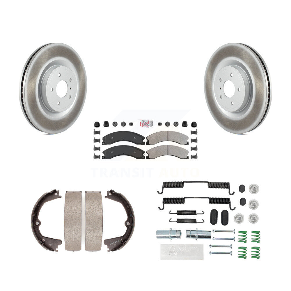 Rear Disc Coated Rotors Semi-Metallic Pads Parking Shoes & Hardware Kit For Nissan NV2500 KGA-107031