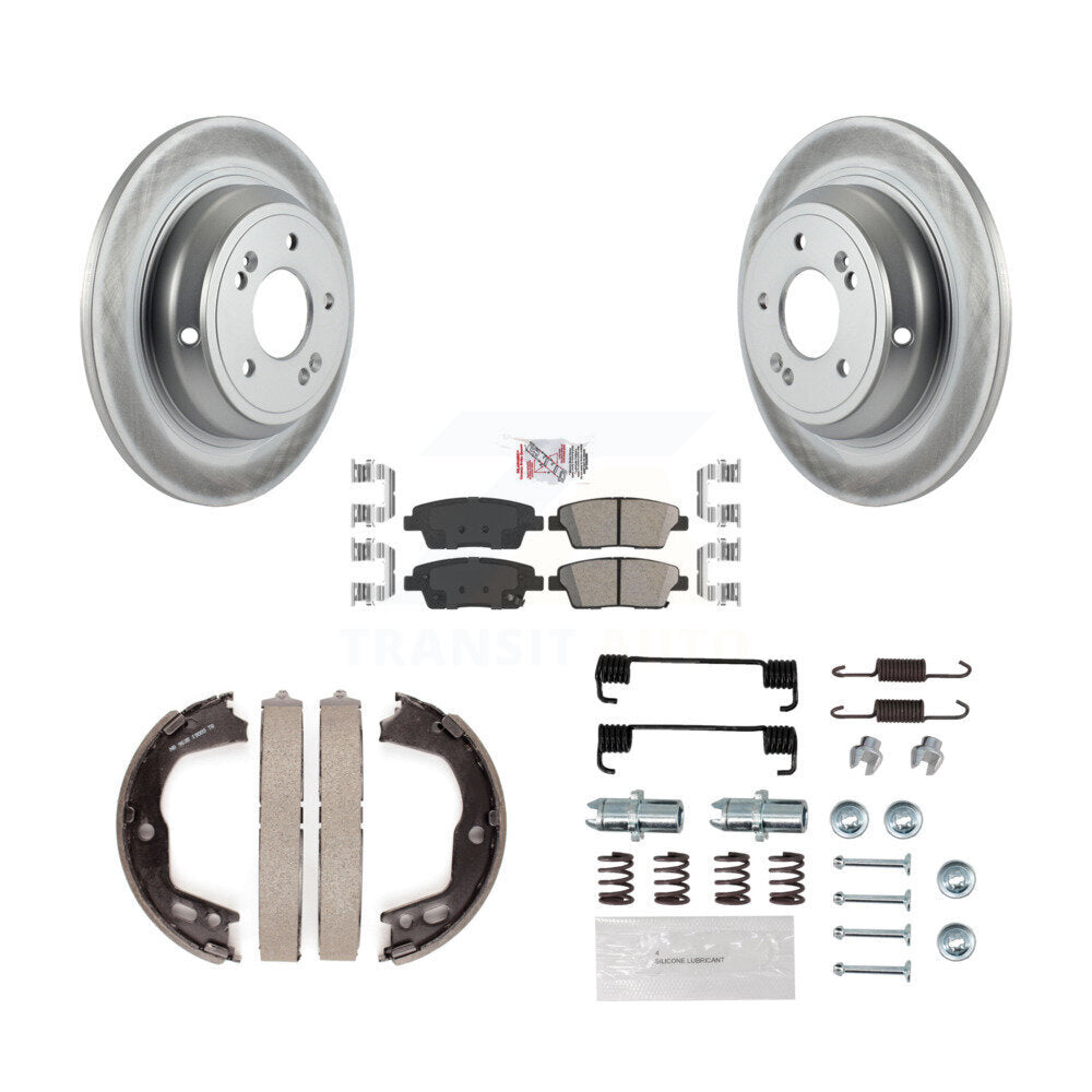 Rear Disc Coated Rotors Ceramic Pads Parking Brake Shoes Hardware Kit For Hyundai Genesis KGA-107039