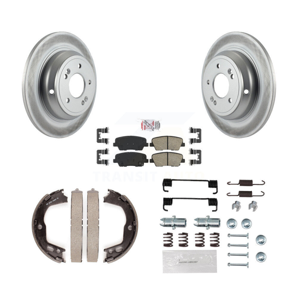 Rear Disc Coated Rotors Ceramic Pads Parking Brake Shoes Hardware Kit For Hyundai Genesis KGA-107040