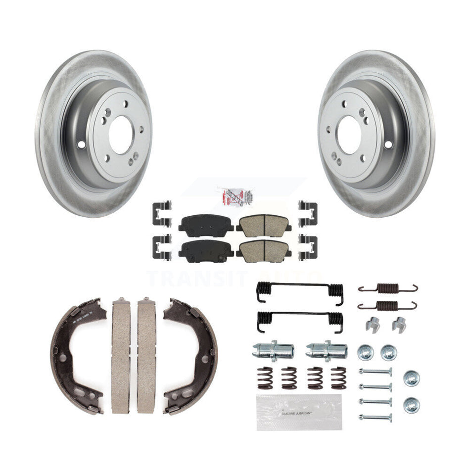 Rear Disc Coated Rotors Ceramic Pads Parking Brake Shoes Hardware Kit For Hyundai Genesis KGA-107040
