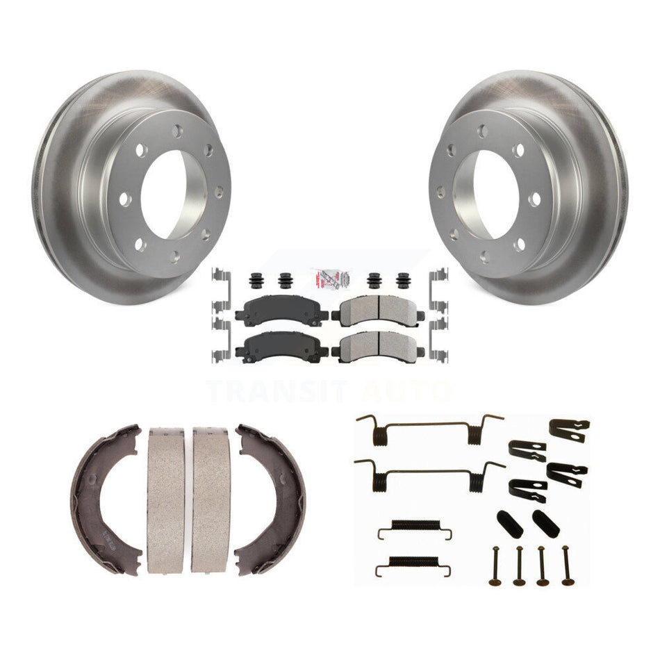 Rear Disc Coated Rotors Semi-Metallic Pads Parking Shoes Hardware Kit For Chevrolet 3500 KGA-107045