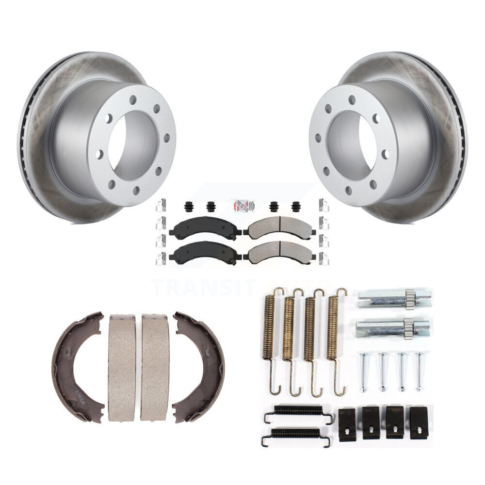Rear Disc Coated Rotors Semi-Metallic Pads Parking Shoes Hardware Kit For Chevrolet 3500 KGA-107048