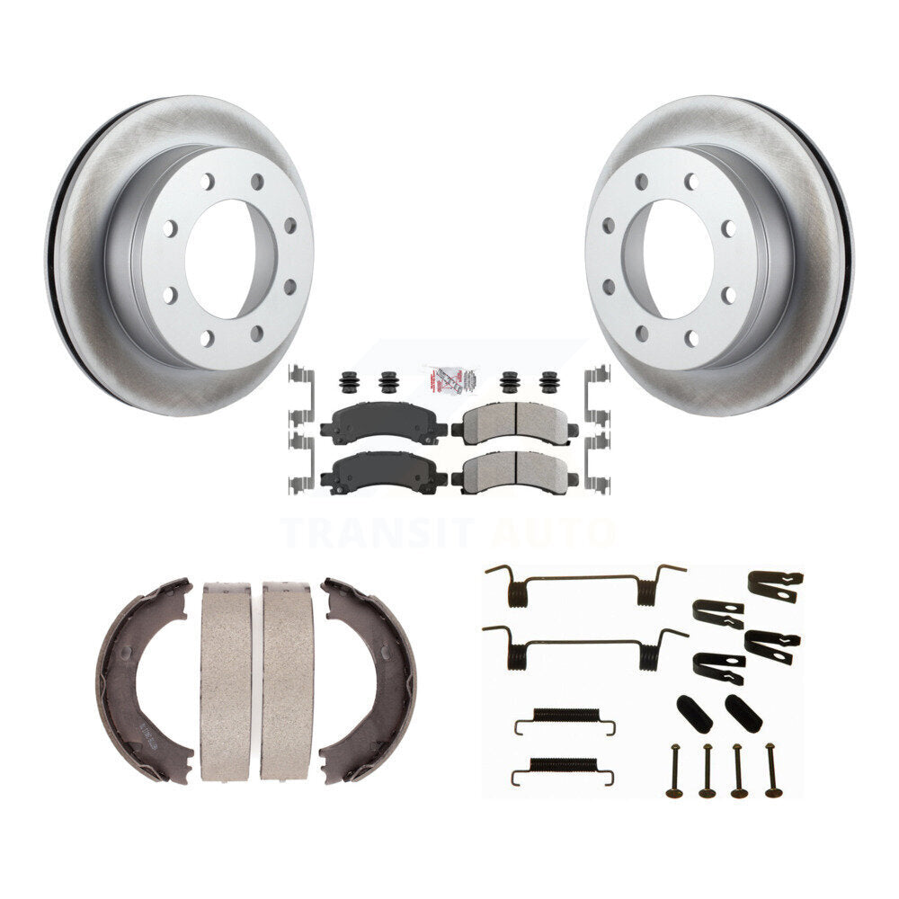 Rear Disc Coated Rotors Semi-Metallic Pads Parking Shoes Hardware Kit For Chevrolet 2500 KGA-107050