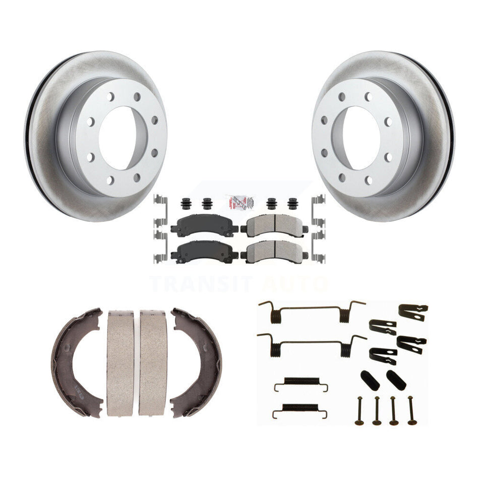Rear Disc Coated Rotors Semi-Metallic Pads Parking Shoes Hardware Kit For Chevrolet 2500 KGA-107050