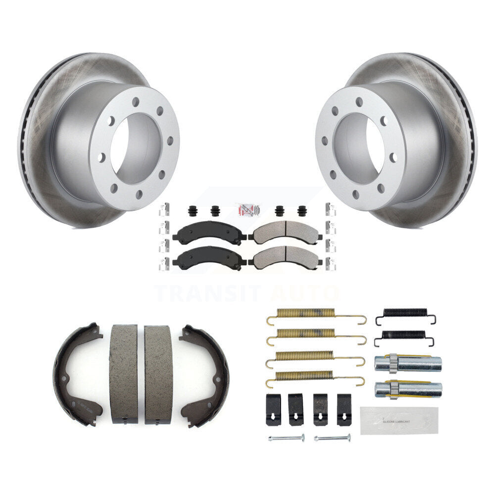 Rear Disc Coated Rotors Semi-Metallic Pads Parking Shoes Hardware Kit For Chevrolet 3500 KGA-107051