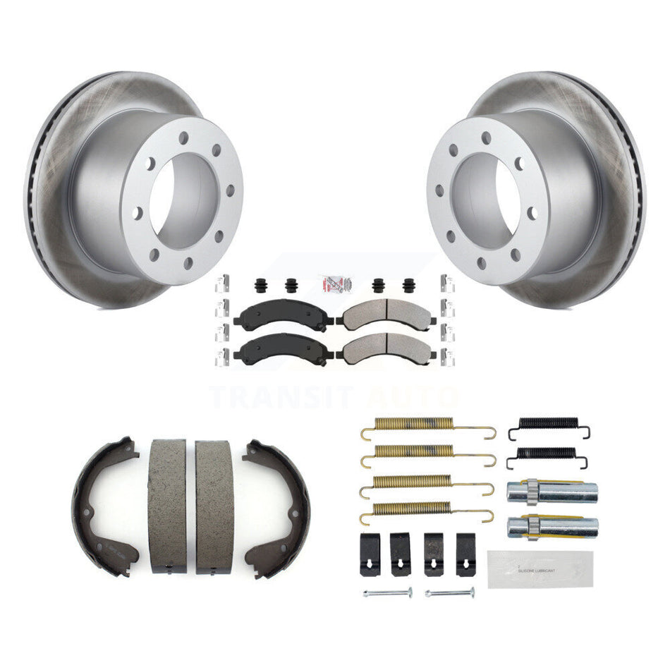 Rear Disc Coated Rotors Semi-Metallic Pads Parking Shoes Hardware Kit For Chevrolet 3500 KGA-107051