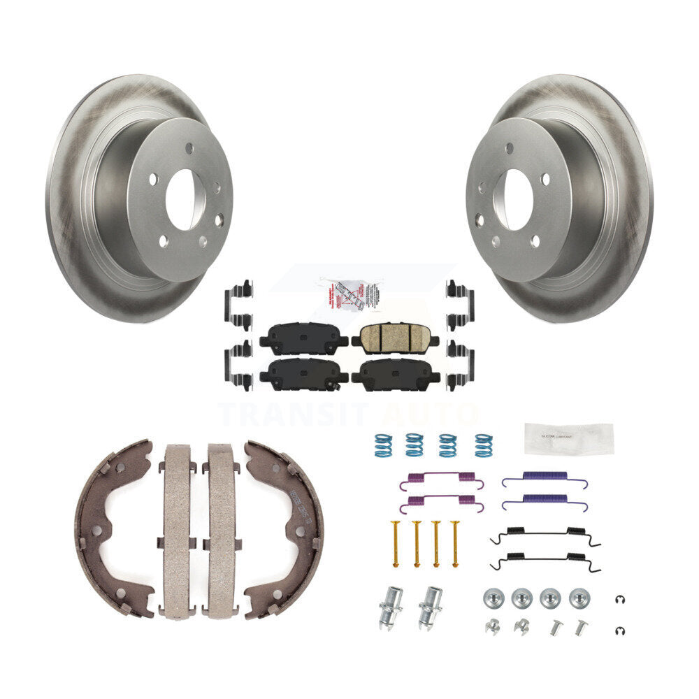Rear Disc Coated Rotors Ceramic Pads Parking Brake Shoes & Hardware Kit For Nissan Altima KGA-107053