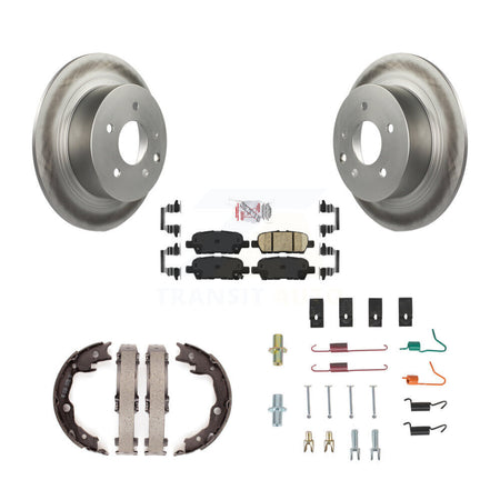 Rear Disc Coated Rotors Ceramic Pads Parking Shoes & Hardware Kit For Nissan Sentra Juke KGA-107055
