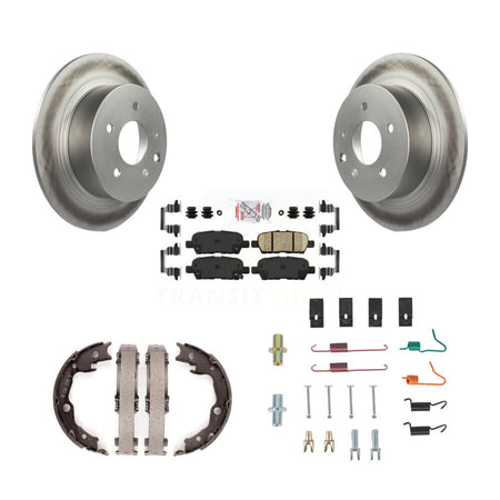 Rear Disc Coated Rotors Ceramic Pads Parking Shoes & Hardware Kit For Nissan Sentra Juke KGA-107056