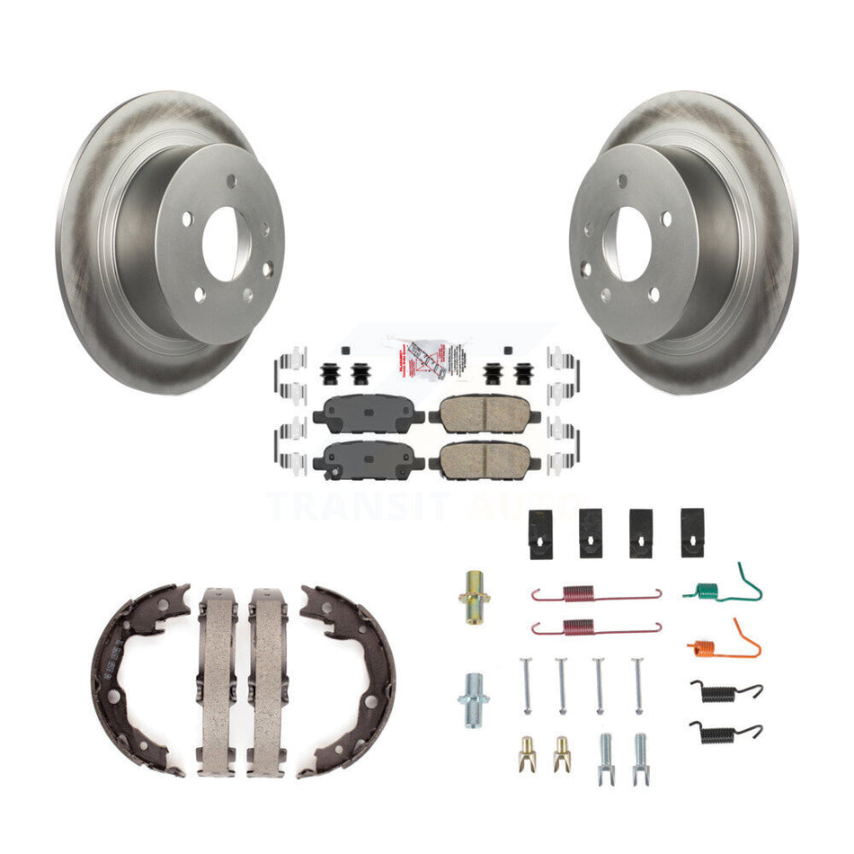 Rear Disc Coated Rotors Ceramic Pads Parking Brake Shoes & Hardware Kit For Nissan Sentra KGA-107057
