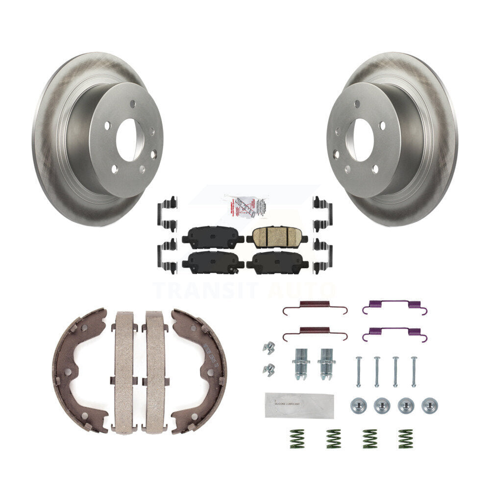 Rear Disc Coated Rotors Ceramic Pads Parking Shoes Hardware Kit For Nissan Altima Maxima KGA-107059