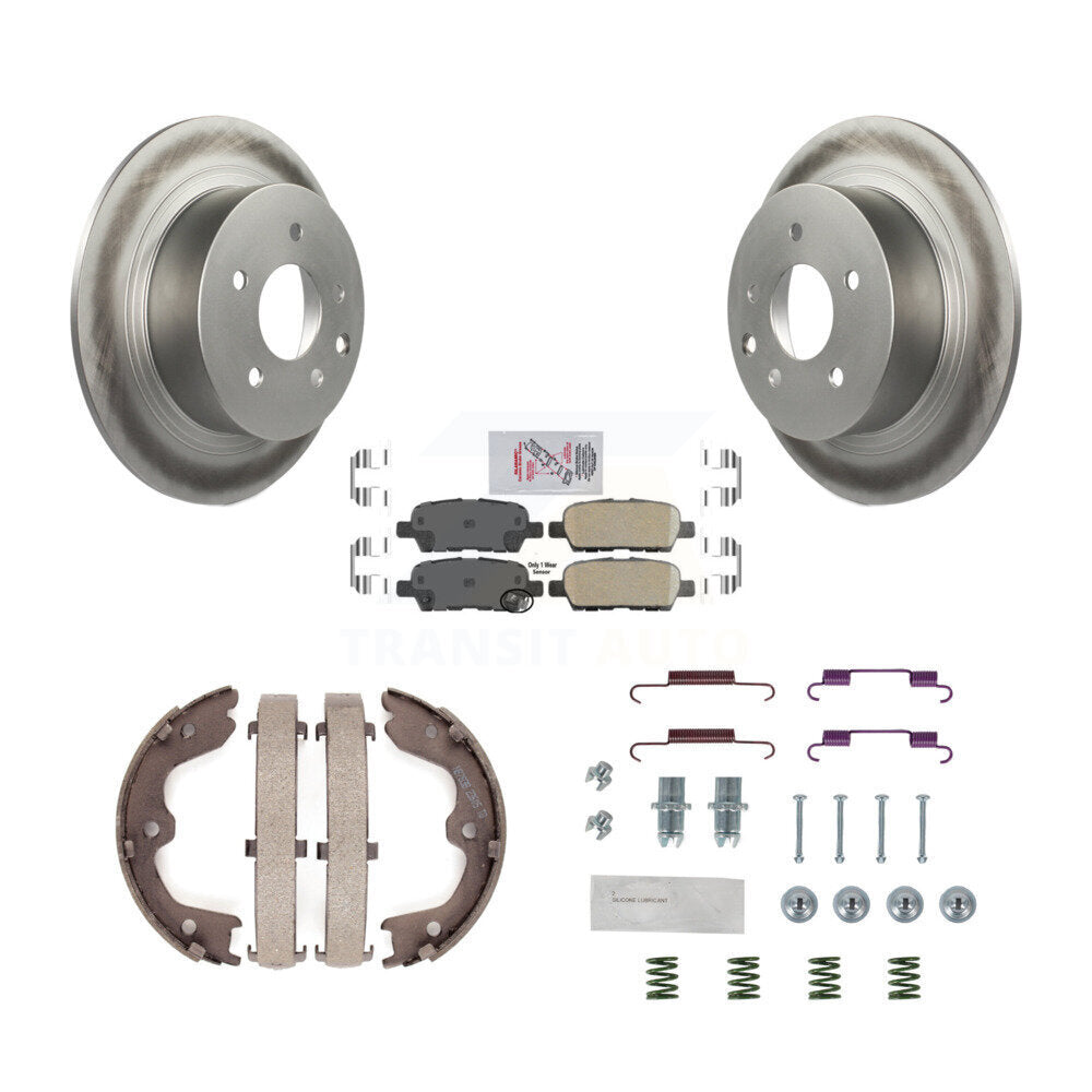 Rear Disc Coated Rotors Ceramic Pads Parking Shoes Hardware Kit For Nissan Altima Maxima KGA-107063