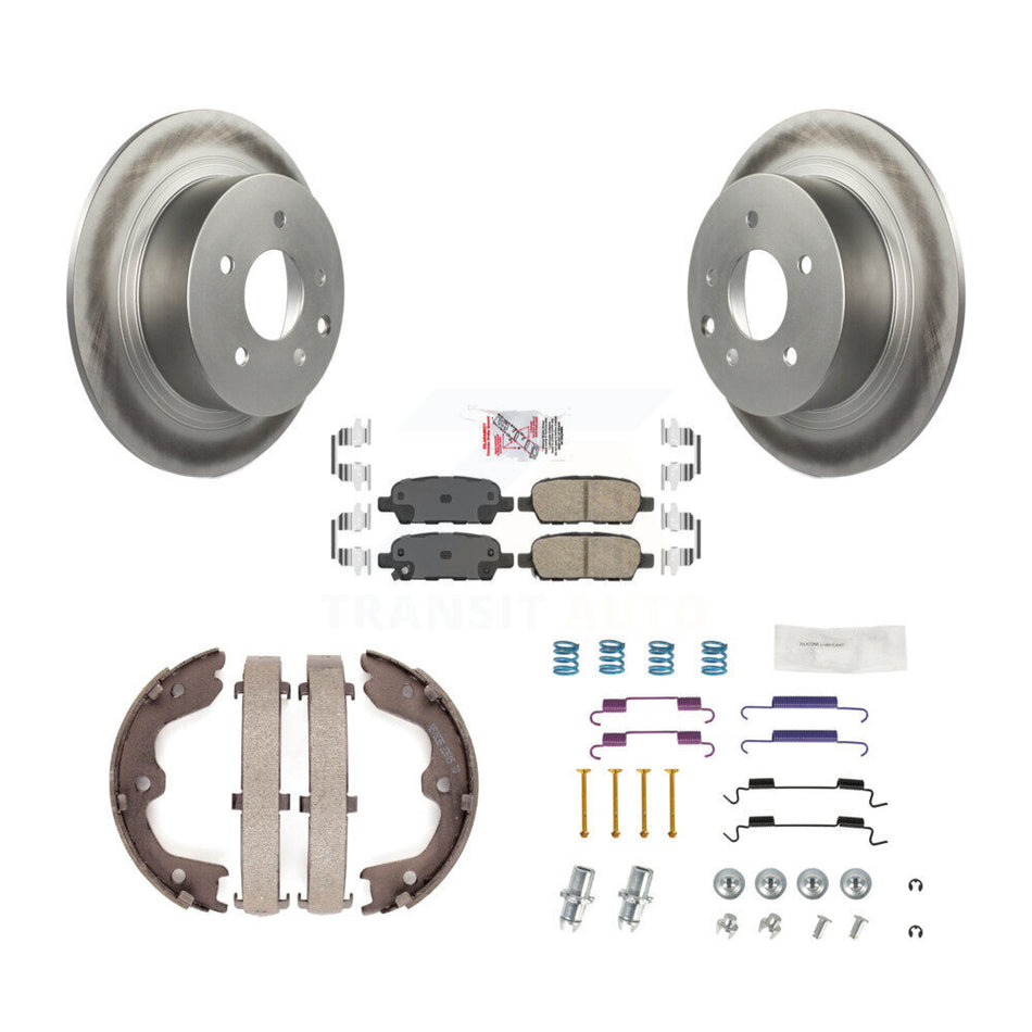 Rear Disc Coated Rotors Ceramic Pads Parking Shoes & Hardware Kit For 07-09 Nissan Altima KGA-107066