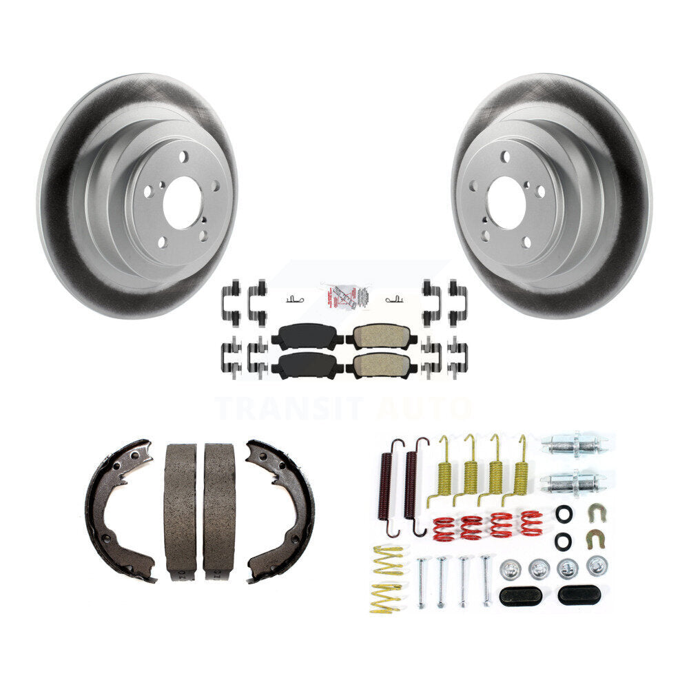 Rear Disc Coated Rotors Semi-Metallic Pads Parking Shoes & Hardware Kit For Subaru Legacy KGA-107067