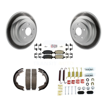 Rear Disc Coated Rotors Semi-Metallic Pads Parking Shoes & Hardware Kit For Subaru Legacy KGA-107067