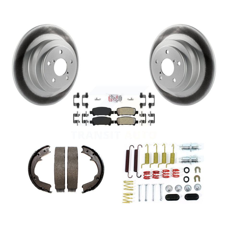 Rear Disc Coated Rotors Semi-Metallic Pads Parking Shoes & Hardware Kit For Subaru Legacy KGA-107067