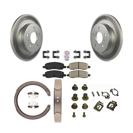 Rear Disc Coated Rotors Ceramic Pads Parking Brake Shoes & Hardware Kit For Cadillac DTS KGA-107068