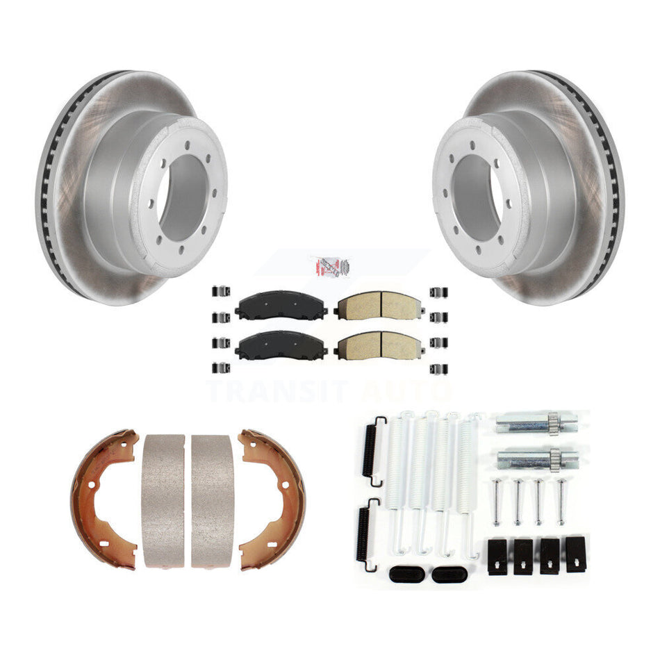 Rear Disc Coated Rotors Semi-Metallic Pads Parking Brake Shoes And Hardware Kit For KGA-107072