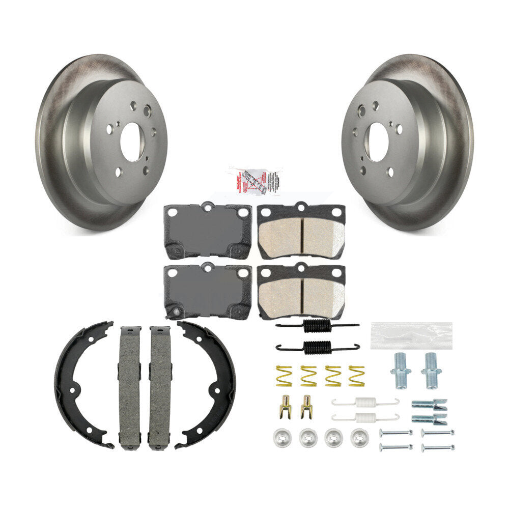 Rear Disc Coated Rotors Ceramic Pads Parking Brake Shoes And Hardware Kit For Lexus IS250 KGA-107081