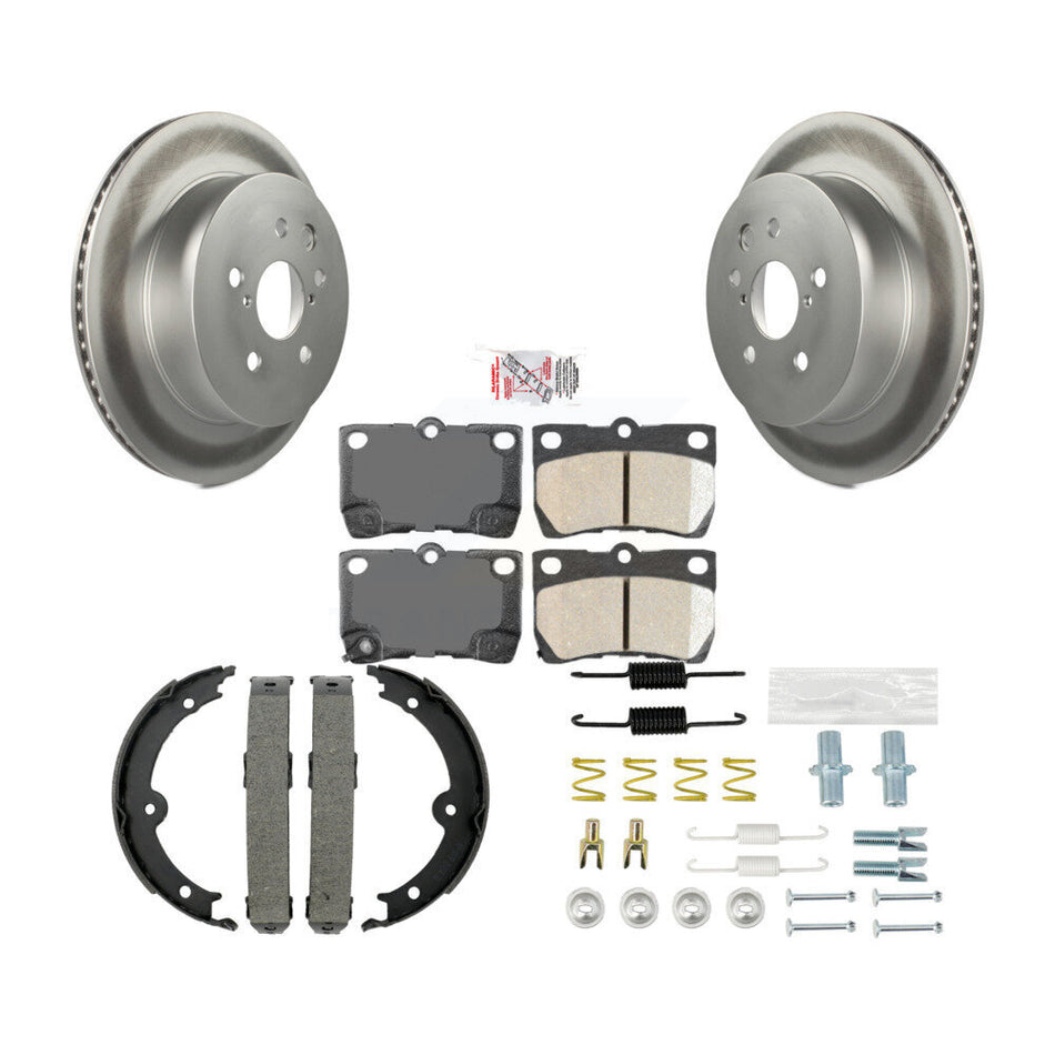 Rear Disc Coated Rotors Ceramic Pads Parking Shoes And Hardware Kit For Lexus IS250 IS350 KGA-107082