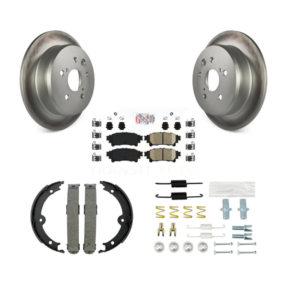 Rear Disc Coated Rotors Ceramic Pads Parking Brake Shoes And Hardware Kit For Lexus IS250 KGA-107083