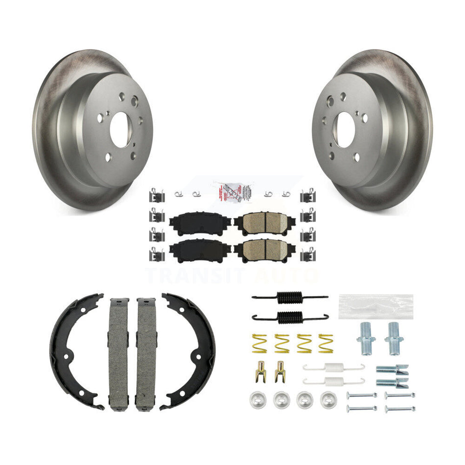 Rear Disc Coated Rotors Ceramic Pads Parking Brake Shoes And Hardware Kit For Lexus IS250 KGA-107084