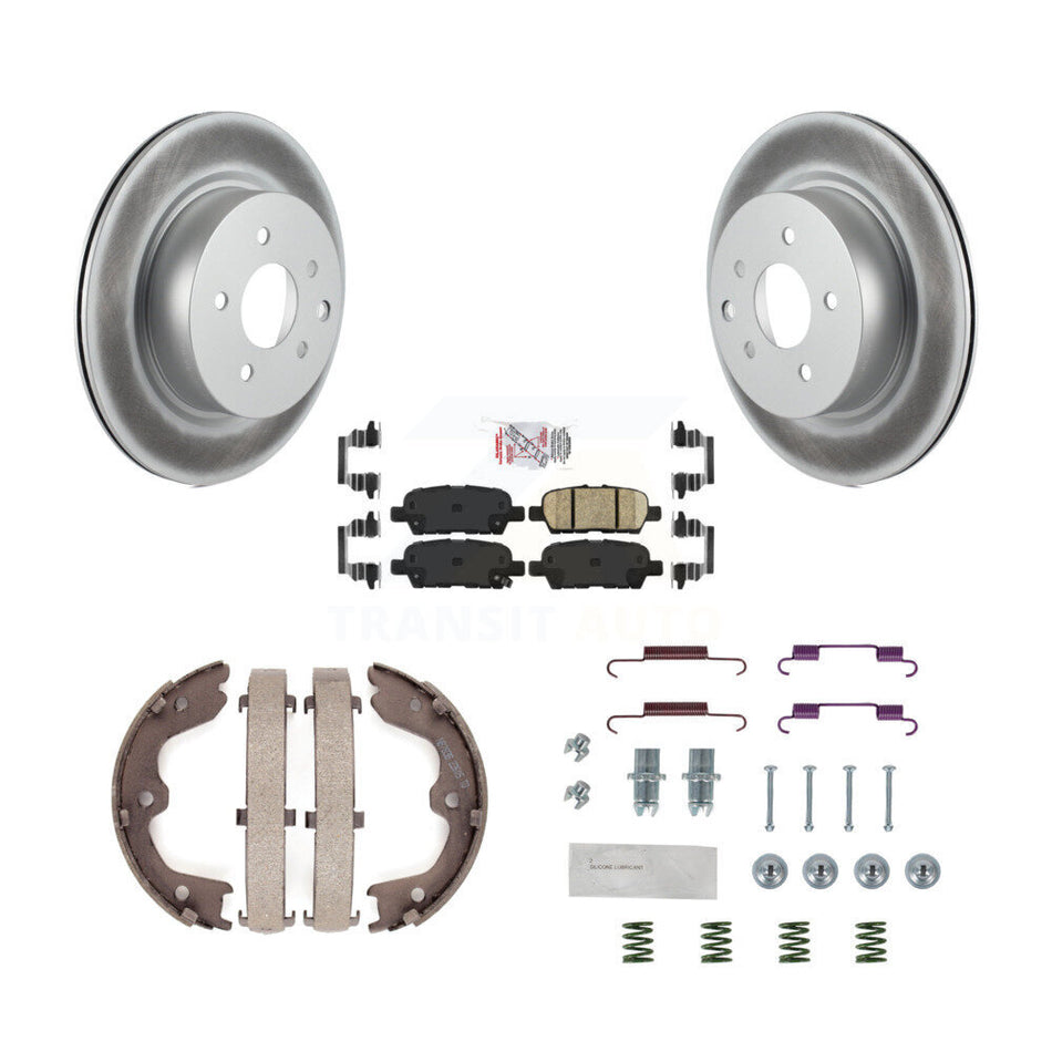 Rear Disc Coated Rotors Ceramic Pads Parking Shoes & Hardware Kit For INFINITI Nissan G37 KGA-107090