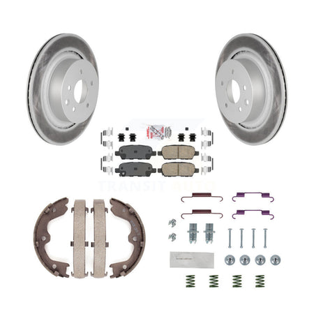 Rear Disc Coated Rotors Ceramic Pads Parking Shoes Hardware Kit For INFINITI G37 G35 Q60 KGA-107092
