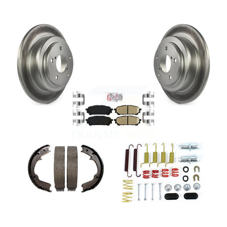 Rear Disc Coated Rotors Ceramic Pads Parking Shoes & Hardware Kit For Subaru Impreza Saab KGA-107099