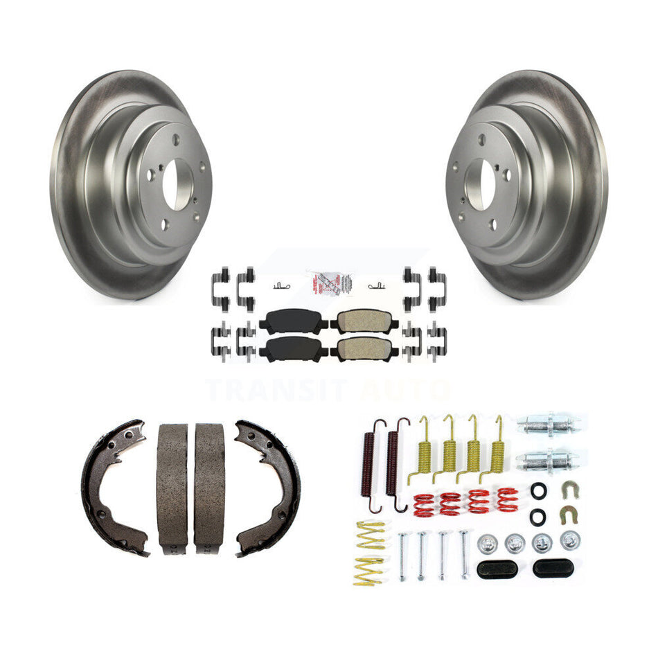 Rear Disc Coated Rotors Semi-Metallic Pads Parking Shoes Hardware Kit For Subaru Forester KGA-107100