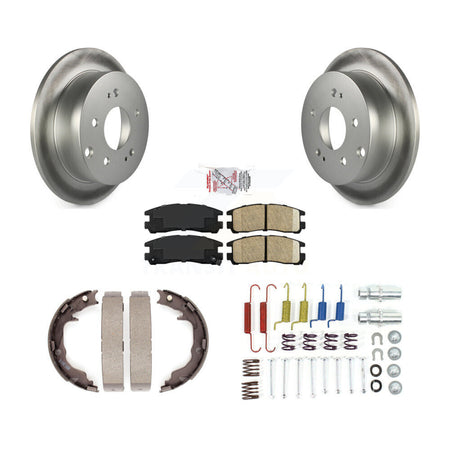 Rear Disc Coated Rotors Ceramic Pads Parking Shoes & Hardware Kit For Mitsubishi Eclipse KGA-107126