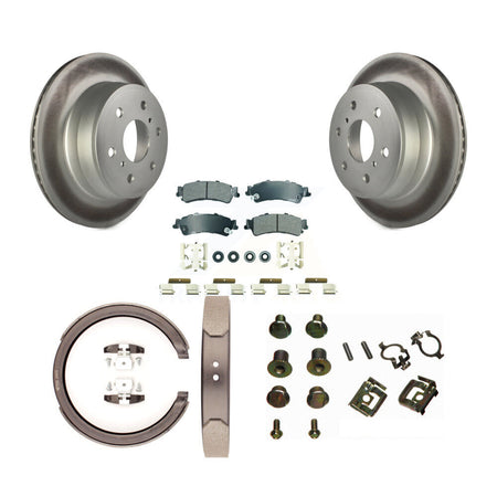 Rear Disc Coated Rotors Semi-Metallic Pads Parking Brake Shoes And Hardware Kit For KGA-107131