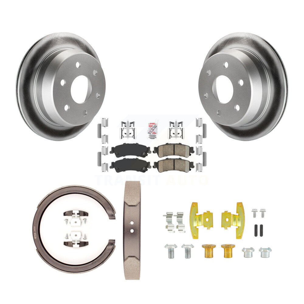 Rear Disc Coated Rotors Ceramic Pads Parking Shoes & Hardware Kit For Chevrolet Silverado KGA-107133