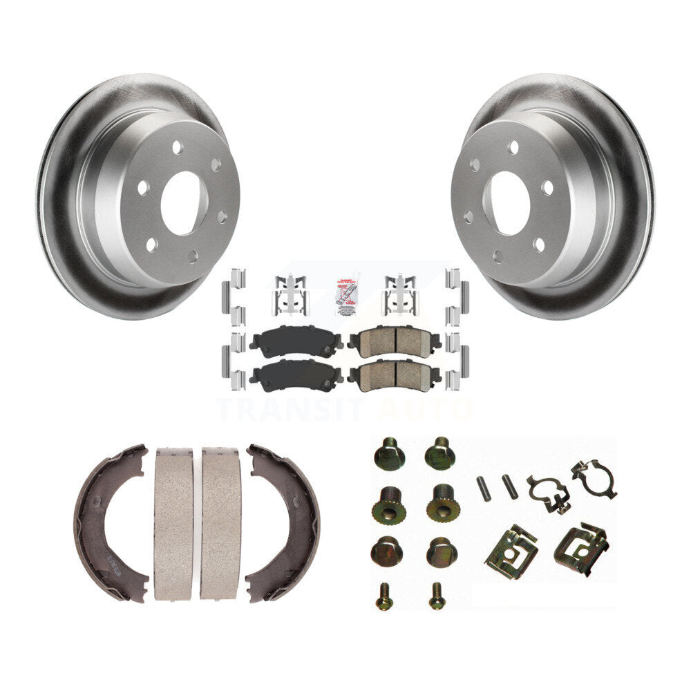 Rear Disc Coated Rotors Ceramic Pads Parking Shoes & Hardware Kit For Chevrolet Silverado KGA-107138
