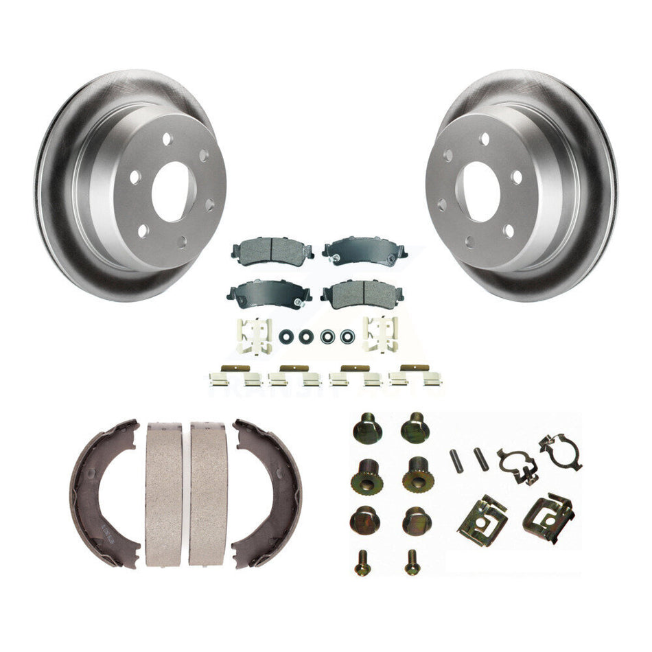 Rear Disc Coated Rotors Semi-Metallic Pads Parking Shoes Hardware Kit For Chevrolet 1500 KGA-107139