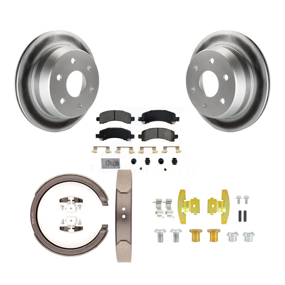Rear Disc Coated Rotors Semi-Metallic Pads Parking Shoes Hardware Kit For Chevrolet 1500 KGA-107143