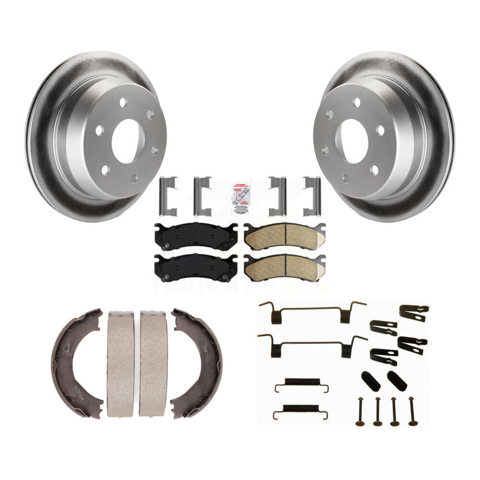 Rear Disc Coated Rotors Ceramic Pads Parking Shoes & Hardware Kit For Chevrolet Silverado KGA-107144