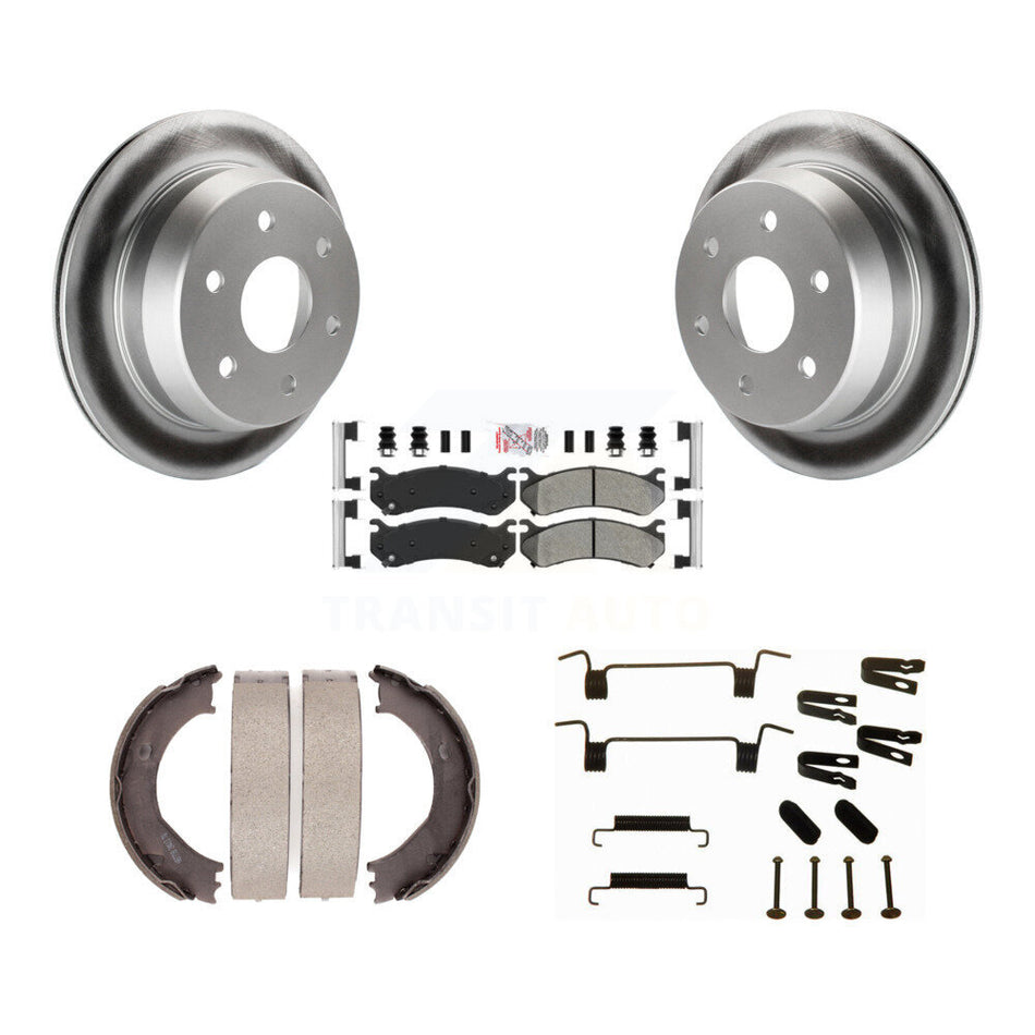 Rear Disc Coated Rotors Semi-Metallic Pads Parking Shoes Hardware Kit For Chevrolet 2500 KGA-107145