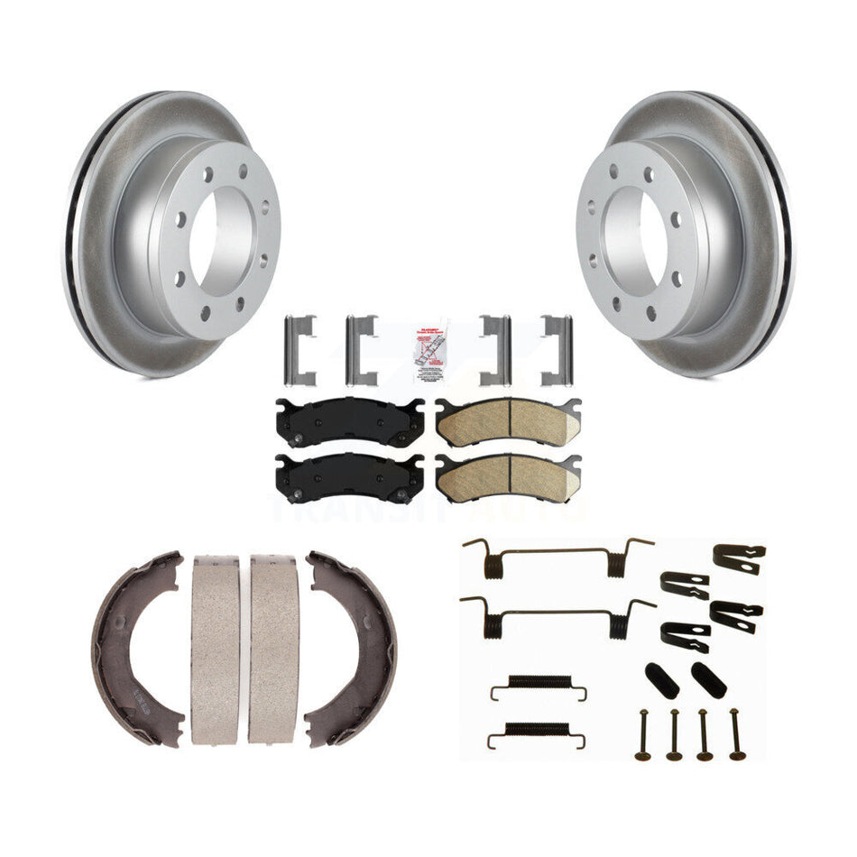 Rear Disc Coated Rotors Ceramic Pads Parking Shoes & Hardware Kit For Chevrolet Silverado KGA-107146
