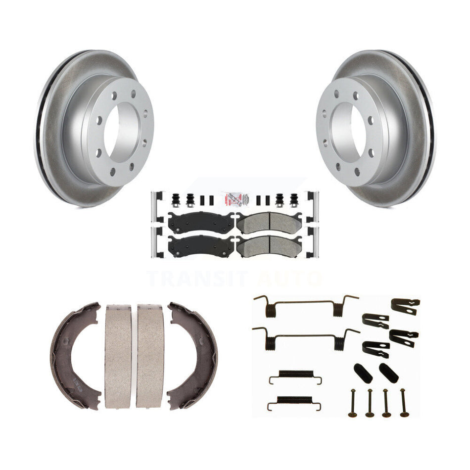 Rear Disc Coated Rotors Semi-Metallic Pads Parking Shoes Hardware Kit For Chevrolet 2500 KGA-107147