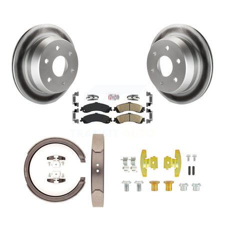 Rear Disc Coated Rotors Ceramic Pads Parking Brake Shoes And Hardware Kit For KGA-107150