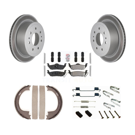 Rear Disc Coated Rotors Semi-Metallic Pads Parking Shoes Hardware Kit For Ford F-150 Mark KGA-107164