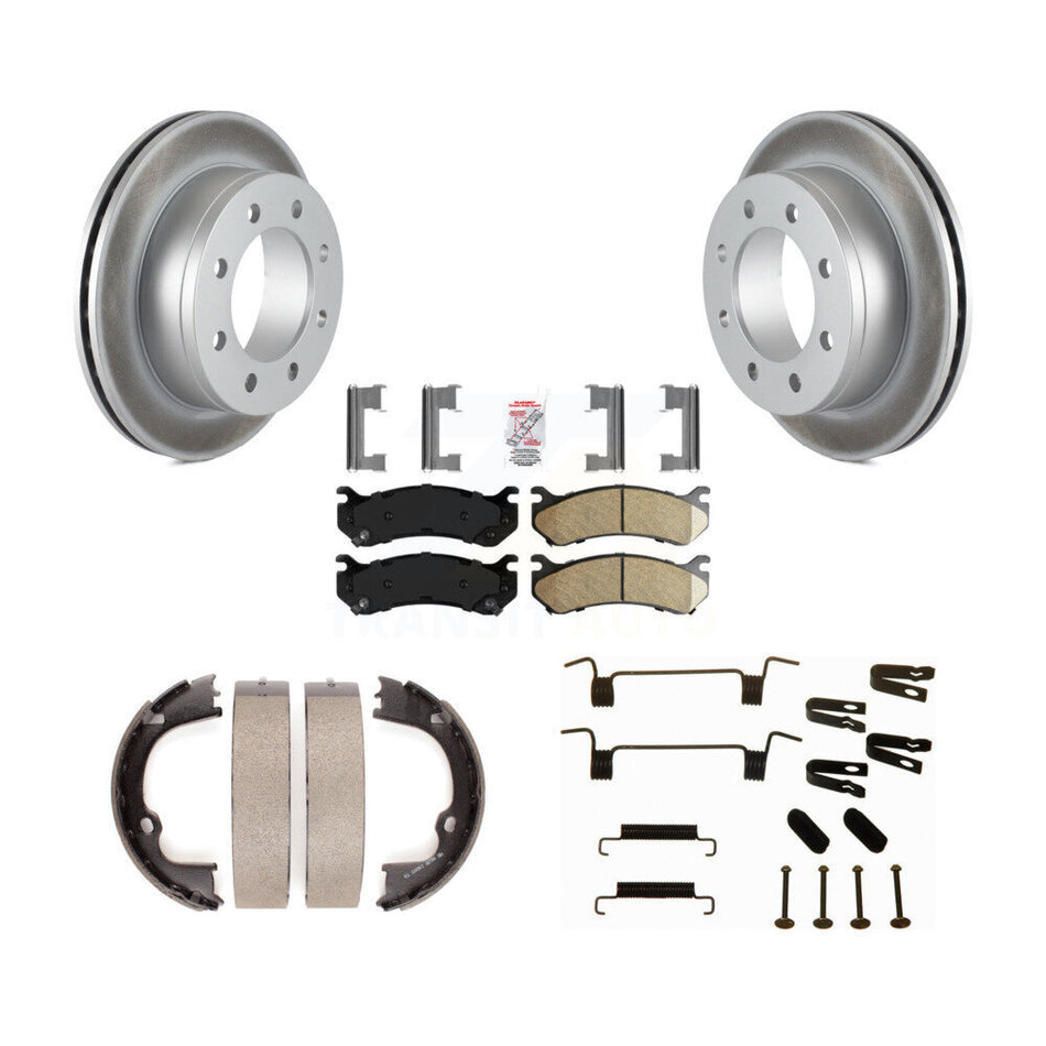 Rear Disc Coated Rotors Ceramic Pads Parking Shoes Hardware Kit For Chevrolet GMC 2500 HD KGA-107166