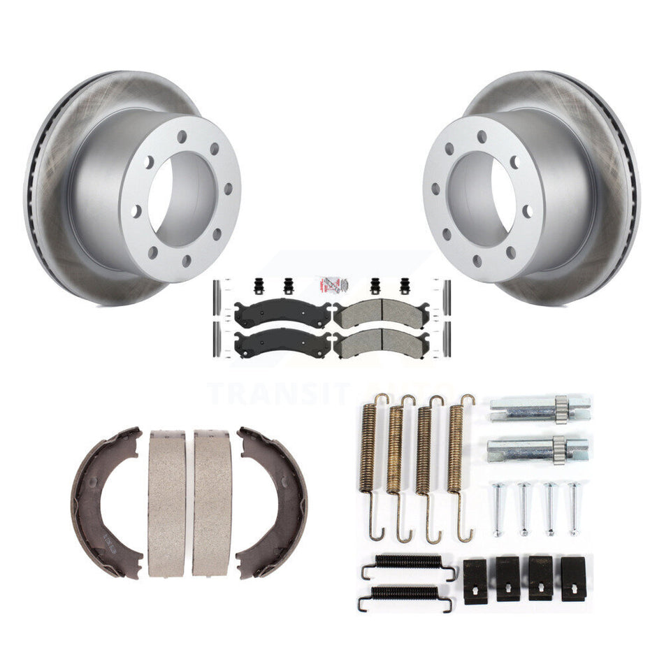 Rear Disc Coated Rotors Semi-Metallic Pads Parking Shoes Hardware Kit For Chevrolet 3500 KGA-107172