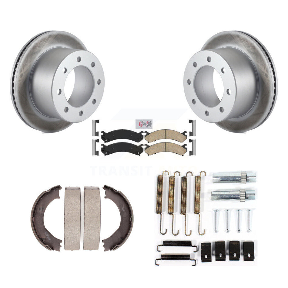 Rear Disc Coated Rotors Ceramic Pads Parking Shoes & Hardware Kit For Chevrolet Silverado KGA-107173