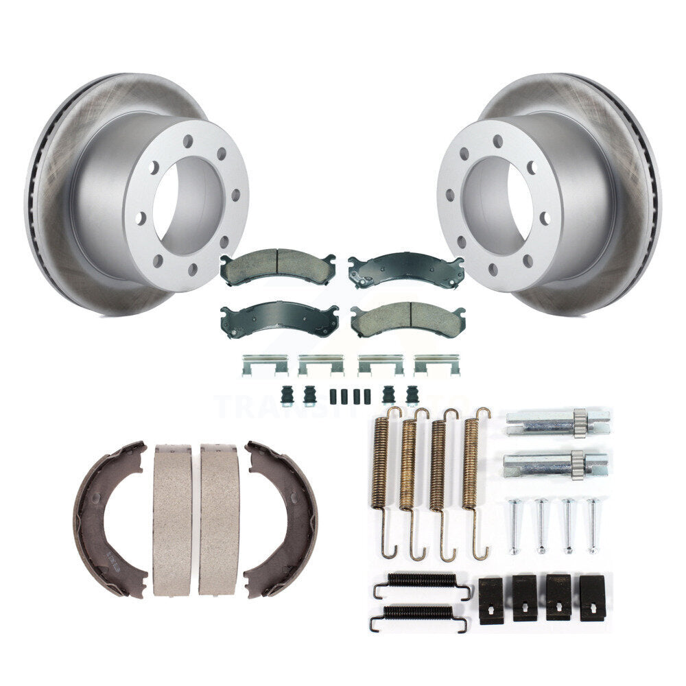 Rear Disc Coated Rotors Ceramic Pads Parking Shoes & Hardware Kit For Chevrolet Silverado KGA-107174