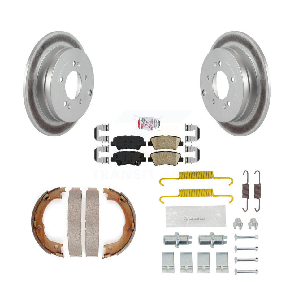 Rear Disc Coated Rotors Ceramic Pads Parking Shoes Hardware Kit For 2007-2009 Kia Amanti KGA-107184