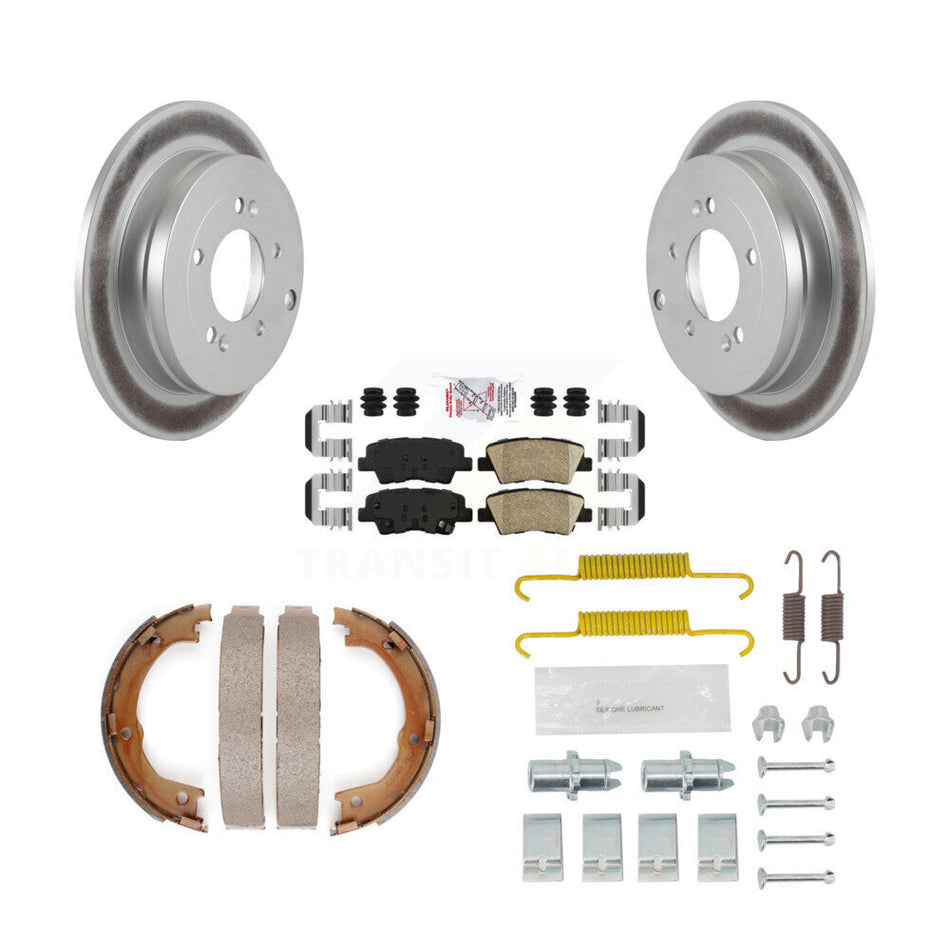 Rear Disc Coated Rotors Ceramic Pads Parking Shoes Hardware Kit For 2007-2009 Kia Amanti KGA-107185